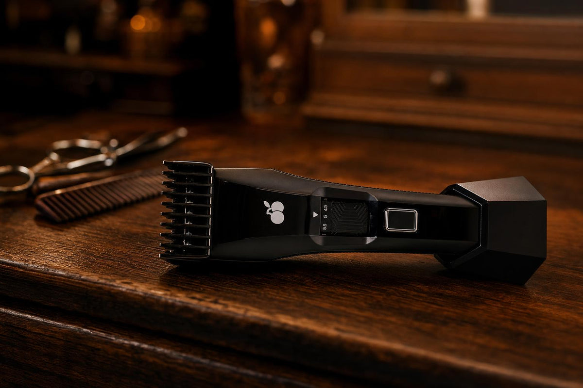 Barbeador O Escultor 2.0 da ManClub em bancada de madeira estilo barbearia