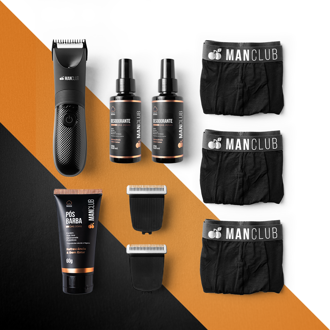 Kit Ultra - 1 O Desmatador + 2 Desodorante das joias  + 1 Pós barba das joias + 2 Lâminas para o Desmatador + 1 Boxer ManClub de brinde